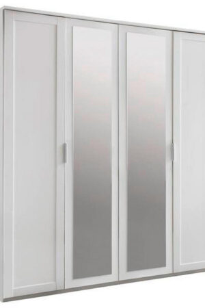 Bílá šatní skříň se zrcadlem MID.YOU, rozměry 180/210/58 cm