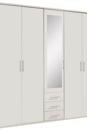Bílá šatní skříň se zrcadlem o rozměrech 225/210/58 cm