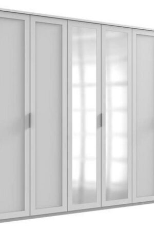 Bílá šatní skříň se zrcadlem MID.YOU