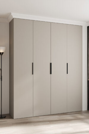 Šatní skříň Como 4 v kašmírové barvě, černé úchyty