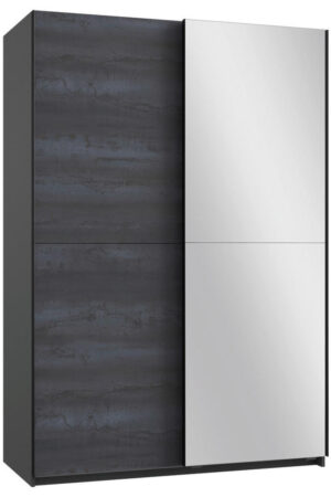 Šatní skříň se zrcadlem tmavě šedá 135/198/64 cm