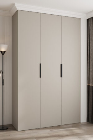 Šatní skříň Como 4 v kašmírové barvě, černé úchyty