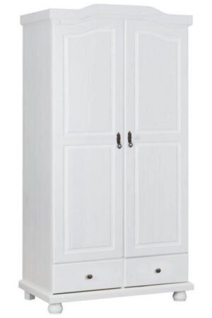 Bílá šatní skříň z borovice s otočnými dveřmi