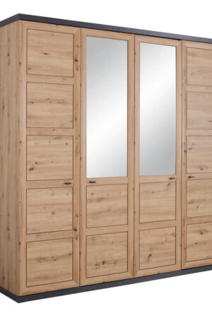 Šatní skříň se zrcadlem v tmavě šedé barvě