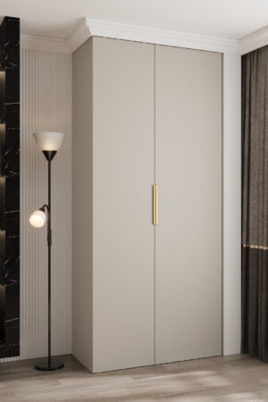 Šatní skříň Como 4 v kašmír barvě se zlatými úchyty