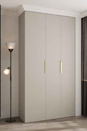 Šatní skříň Como 4 v kašmírové barvě se zlatými úchyty