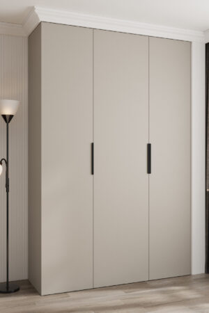 Šatní skříň Como 4 v kašmír barvě s černými úchyty