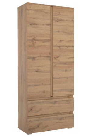Šatní skříň s otočnými dveřmi v dubové barvě, rozměry 80x191x40 cm