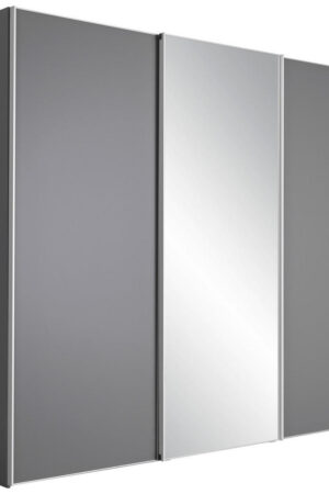 Tmavě šedá šatní skříň se zrcadlem 280/240/68 cm