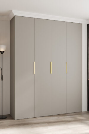 Šatní skříň Como 4 v kašmírové barvě se zlatými úchyty
