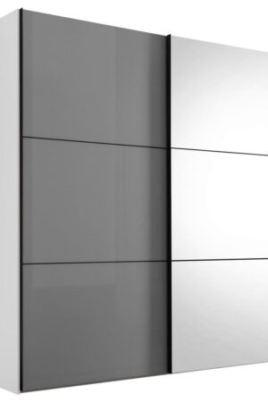 Skříň s posuvnými dveřmi v bílé a světle šedé barvě