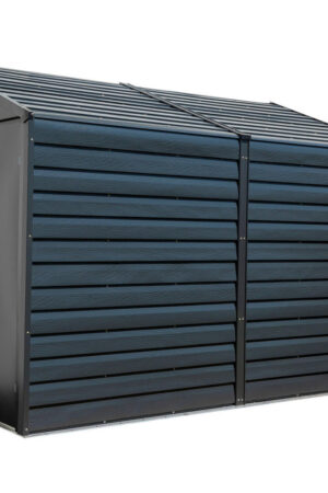 Šedý přístřešek na nářadí s dvojitými dveřmi