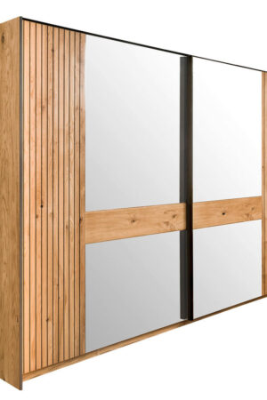 Šatní skříň se zrcadlem v dubovém dekoru
