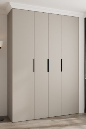 Šatní skříň Como 4 v kašmírové barvě s černými úchyty