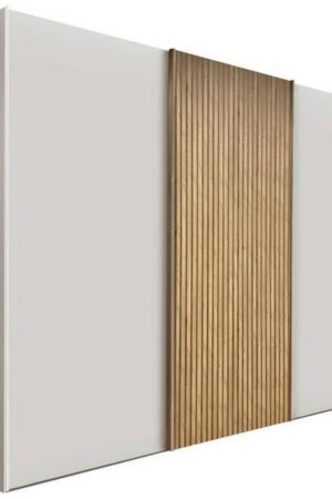 Bílá skříň s posuvnými dveřmi a dub bianco