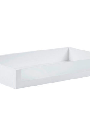 Bílá zásuvka Hom`in se skleněným čelem, rozměr 83/12/45 cm