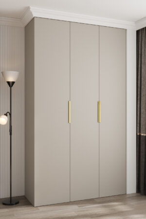 Šatní skříň Como 4 v kašmírové barvě se zlatými úchyty