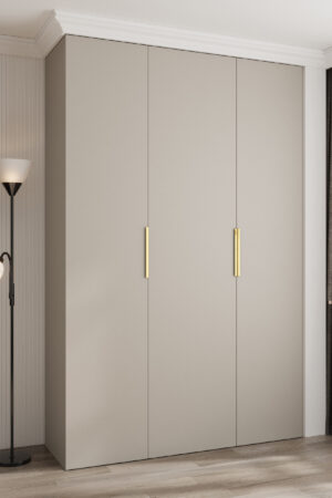 Šatní skříň Como 4 v kašmírové barvě se zlatými úchyty