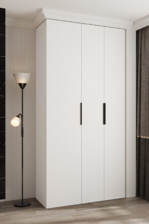Šatní skříň Como 4 s černými úchyty a bílou barvou