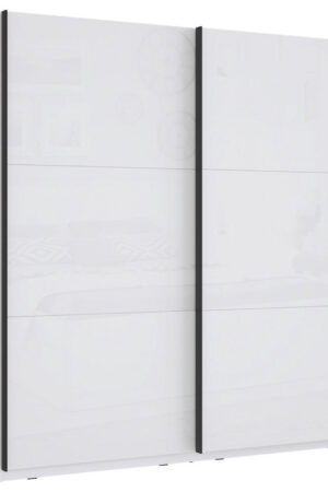 Bílá skříň s posuvnými dveřmi a vysokým leskem