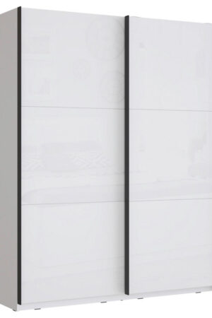 Bílá skříň s posuvnými dveřmi, vysoce lesklá