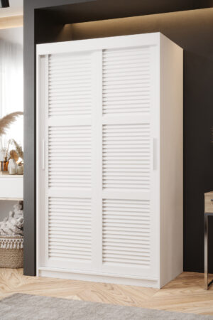 Šatní skříň Abi Zaluzja v bílé barvě s posuvnými dveřmi