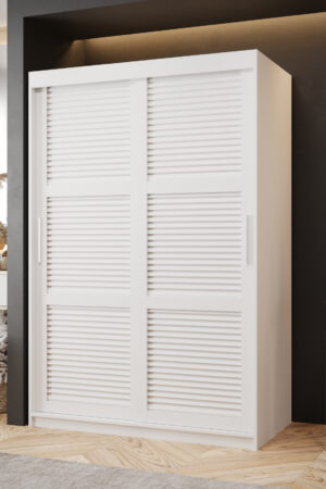 Šatní skříň Abi Zaluzja v bílé barvě s posuvnými dveřmi