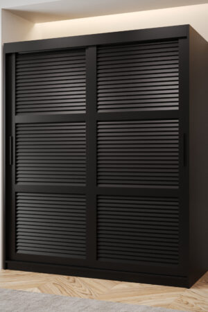 Šatní skříň Abi Zaluzja v černé barvě s posuvnými dveřmi