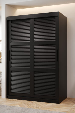 Šatní skříň Abi Zaluzja v černé barvě s posuvnými dveřmi