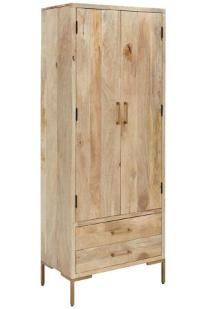 Šatní skříň z mangového dřeva, přírodní barvy, rozměry 75/192/45 cm