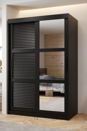 Šatní skříň Abi Zaluzja 2 s bílými posuvnými dveřmi a zrcadlem