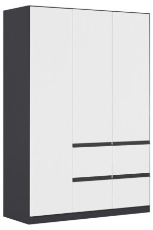 Bílá šatní skříň s otočnými dveřmi a lesklým povrchem