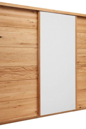 Skříň s posuvnými dveřmi v dekoru dub a bílé barvy