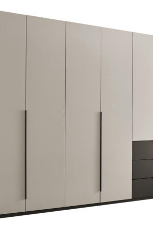 Xora šatní skříň s otočnými dveřmi v grafitu a šedé