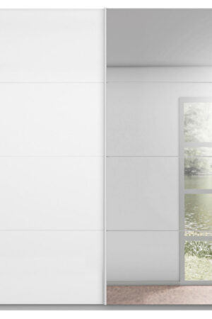 Bílá šatní skříň se zrcadlem Xora 136x209 cm