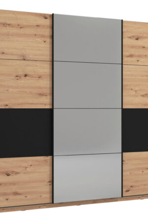 Xora skříň s posuvnými dveřmi černá a dub artisan