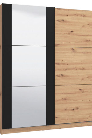Xora skříň s posuvnými dveřmi černá a dub artisan