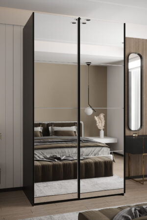 Šatní skříň Lux 2 v bílé barvě s dubovými dveřmi