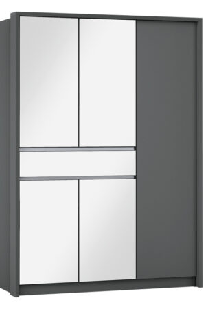 Bílá šatní skříň Split s rozděleným zrcadlem