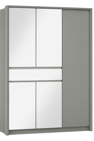 Bílá šatní skříň Split s rozděleným zrcadlem