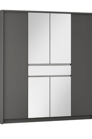 Šatní skříň Split grafitová s zrcadlem