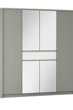 Šatní skříň Split v platinové barvě s zrcadlem