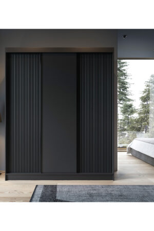 Šatní skříň Prescco III v černé barvě bez zrcadla