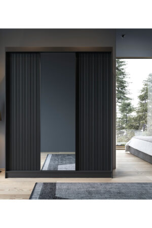 Šatní skříň Prescco III v černé barvě bez zrcadla