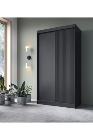 Šatní skříň Prescco II v černé barvě bez zrcadla