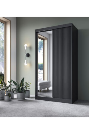 Šatní skříň Prescco II v černé barvě bez zrcadla