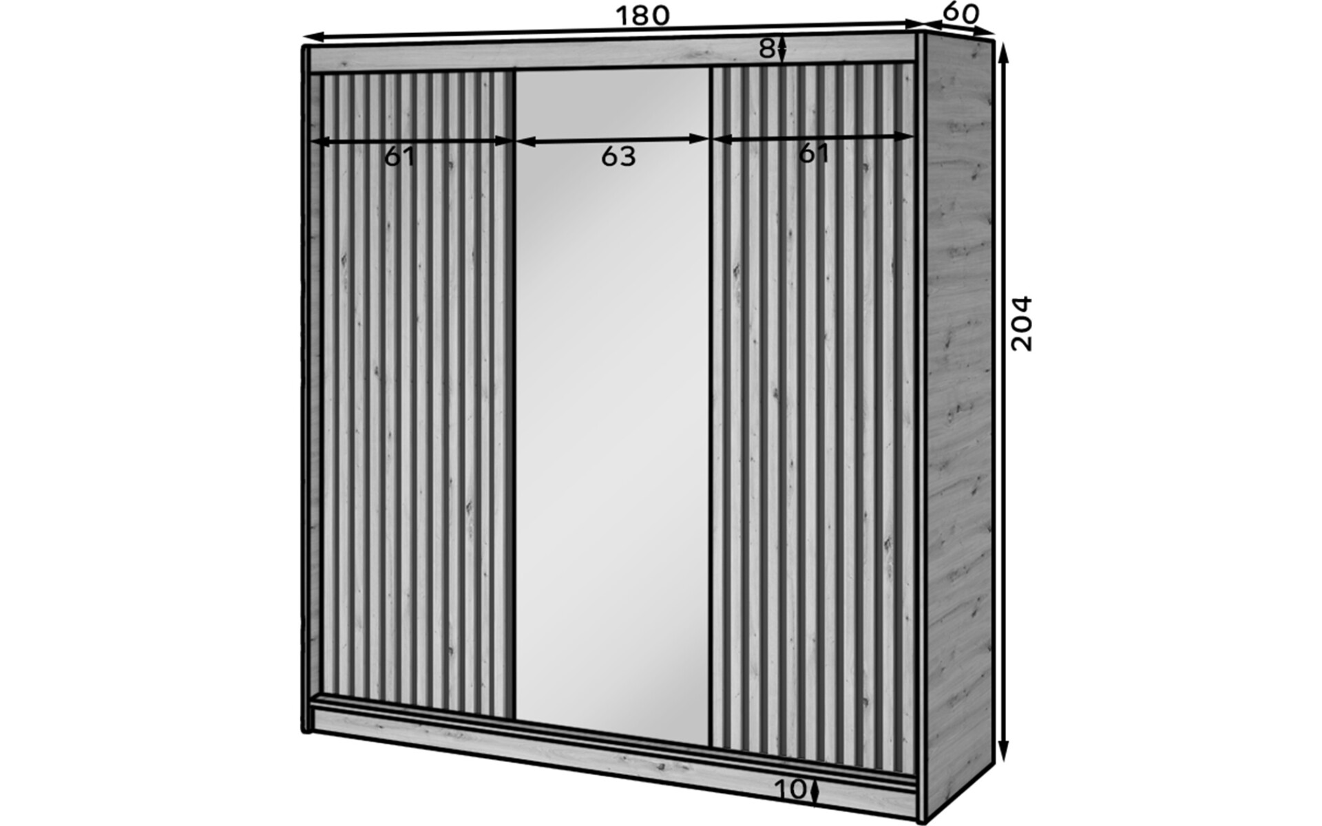 Šatní skříň Emerio III Dub Artisan se zrcadlem