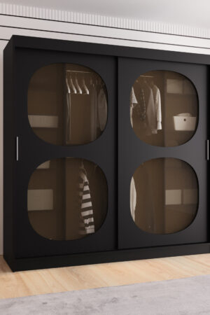 Šatní skříň Abi Bahrajn 2 černá 200 cm s posuvnými dveřmi