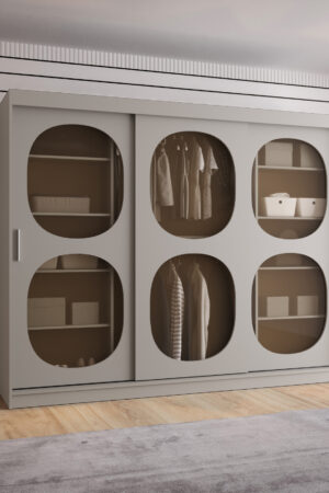 Šatní skříň Abi Bahrajn 2 s posuvnými dveřmi v kašmírové barvě