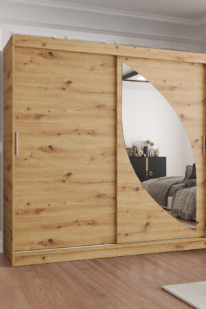 Šatní skříň Abi Milo s posuvnými dveřmi a zrcadlem.